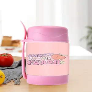 1pc/10oz/300ml/Wide Mouth Double Walled Stainless Steel Vacuum Insulated Food Jars For Both Office Use And Outdoor Travel,Sweet As A Peach Design,The Perfect Birthday And Christmas Gift For Family And Friends,Very Suitable For Picnicking