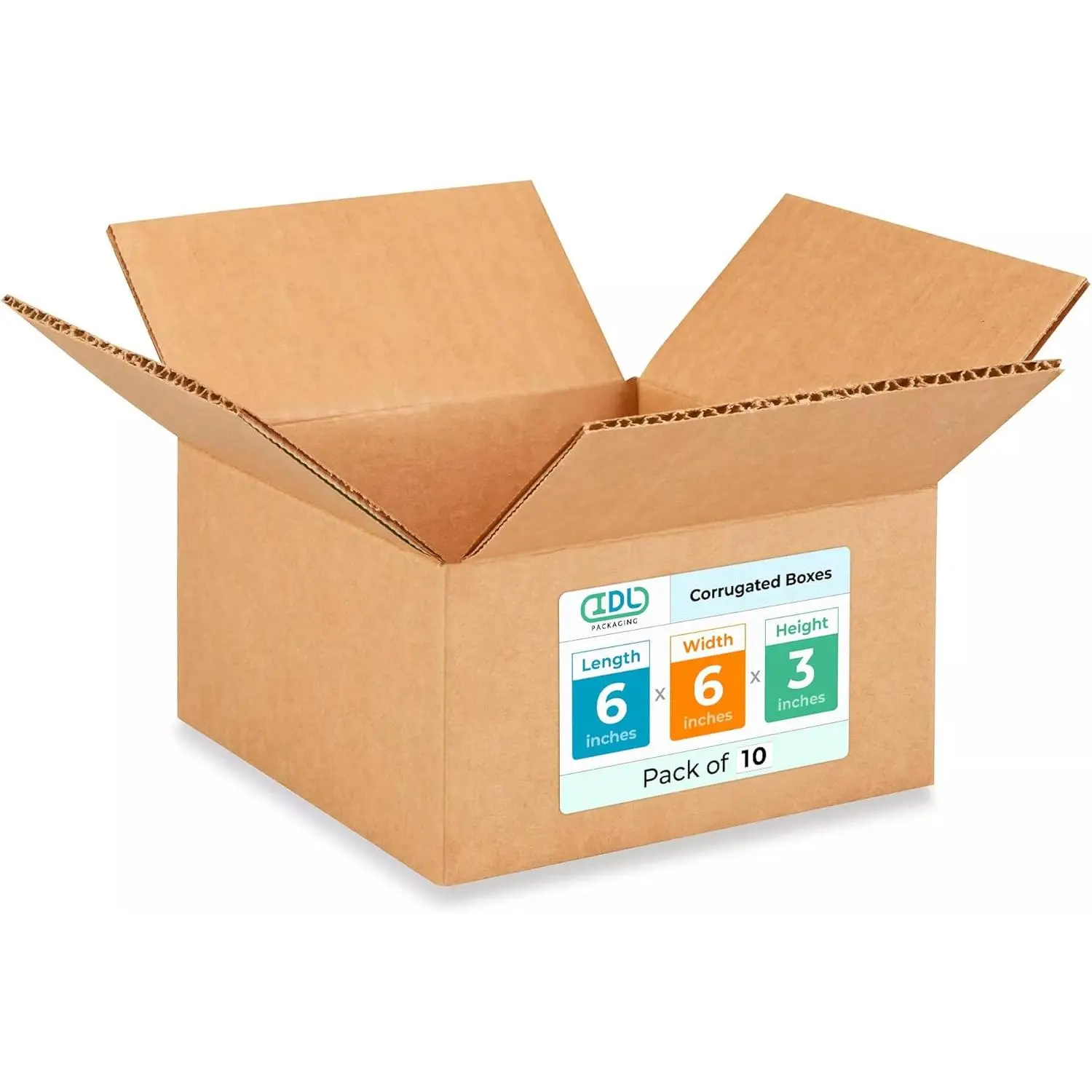 Small Moving & Shipping Boxes 6x6x3 inches (10-Pack) - Extra Strength 200 lb vs Regular - Corrugated Moving Box, Made in USA - Heavy Duty Moving Box - Cardboard Box Small by IDL Packaging