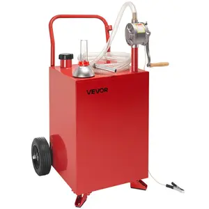 summervibes VEVOR 20 Gallon Fuel Caddy, Gasoline Diesel Fuel Tank with Manual Transfer Pump, Portable Fuel Storage Tank with 2 Wheels 10 ft Hose, Gas Caddy for Cars, Lawn Mowers, ATVs, Boats, More, Red