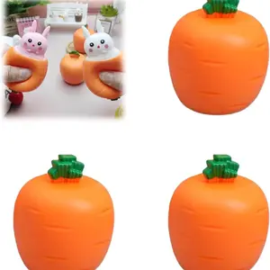 3pcs Easter Basket Essentials, 2026 New Carrot Rabbit Fidget Toys, Squishes Carrot Bunny Funny Novelty Toy Squeeze Toys, Pop Up Toy for Easter Basket Stuffers