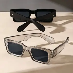 Retro Full-rim Sunglasses Set Thick Trendy Frame With Clear PC Lenses Anti-glare Comfortable Fashion Eyewear Stylish Daily Accessory Suitable For Beach Travel Party Gathering And Outdoor Casual Wear-MM1