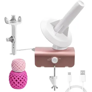 Heavy-Duty Electric Yarn Ball Winder 10oz Large Capacity Automatic Yarn Cake Winder Spinner Roller Crocheting Supplies for Knitting Lovers Rose Gold