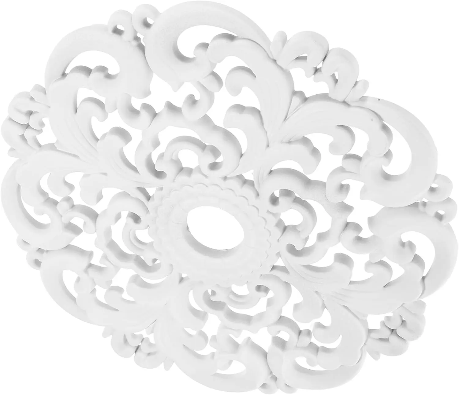 Plastic Ceiling Medallion Decorative Ceiling Fan Medallion Intricately Carved Openwork Pattern for Home Lighting Fixtures