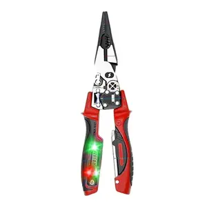 8-in-1 Digital Display Electrician Pliers, Non-Contact AC Voltage Detector 12-250V with Alarm, Auto Wire Stripper, Cutter, Crimping & Wire Twisting Tool, Heavy Duty Multi-Functional Electrical Pliers for Professional and Household Use