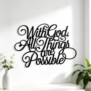 1pc Exquisitely Made: With God, all things are possible metal plaque, suitable for office, home living room, bedroom, terrace, kitchen, courtyard wall, new home moving, holidays, birthday gifts, an ideal item that can be removed and reused!