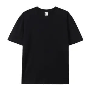 Classic Solid Black Cotton T-Shirt, Essential Comfort Crew Neck Oversized Outfit, Perfect Basic Gift For Him/Her