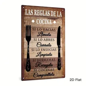 Aluminum Kitchen Rules Sign Vintage Farmhouse Wall Art Home Decor Rustic 2D Flat Wall Hanging Decoration for Kitchen Dining Room