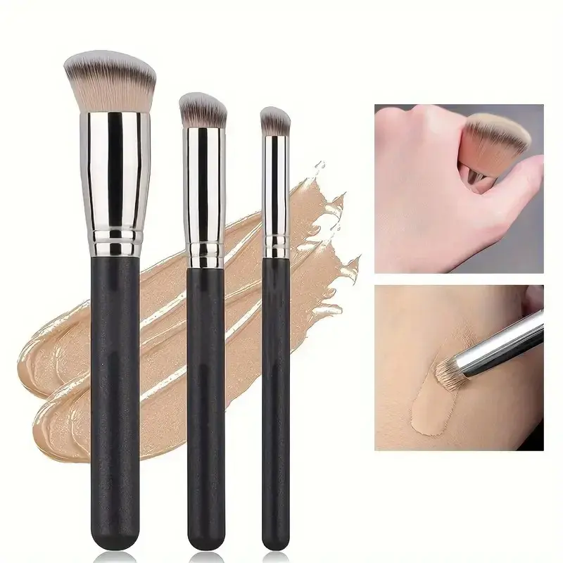 Flawless Concealer Brush, High-Density Foundation Brush, Contoured Foundation Brush, Contour Blush Brush, Under Eye Smudge Makeup Brush, Multifunctional Makeup Brushes, 1 Piece or 3 Pieces Set