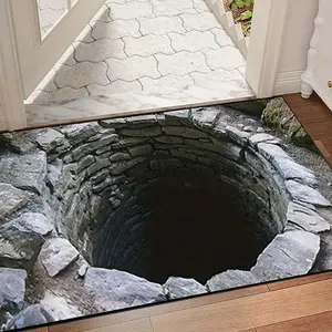 3D Illusion Effect Rug, Creative Fun Visual Illusion Door Mat, Durable Anti-Slip Indoor Floor Mat for Living Room Bedroom Entrance
