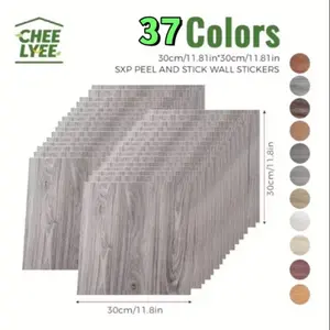 15/25 pieces  11.81 *11.81inch SXP self-Adhesive Floor Tiles, Wood Grain Design, Aluminum Foil Marble Pattern, Anti-Slip Wear-Resistant, Ideal for Bedroom & Office Renovation, Self Adhesive Waterproof