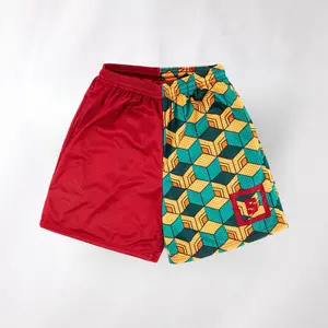 Some Slight Clothing Water Pillar Menswear Y2K Style Above Knee Hem Short Unisex Tropical Polyester Mesh Shorts with Pockets & Drawstring