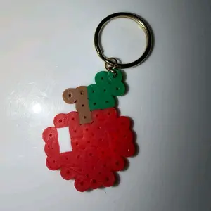 KraftedbyKailee Teacher's Apple Keychain/Magnet - Red and Green Design with Brown Stem