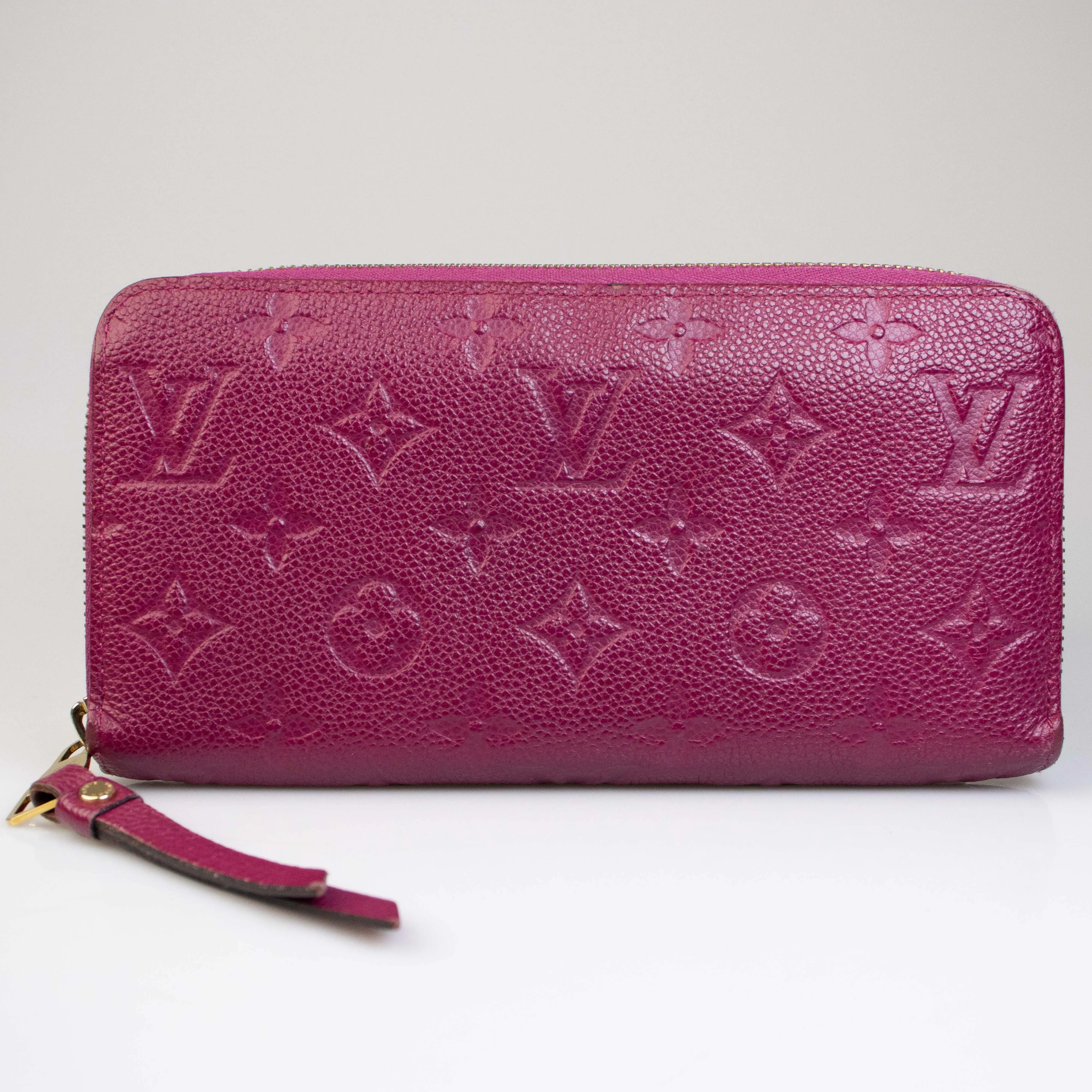 Pre-owned Louis Vuitton Leather Small Leather Goods Fuschia Empreinte Clemence Wallet L26040388