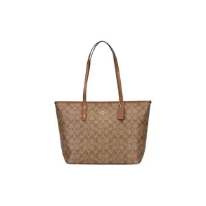 Coach City Zip Tote 30 Retro Print Canvas and Leather Tote Bag for Women