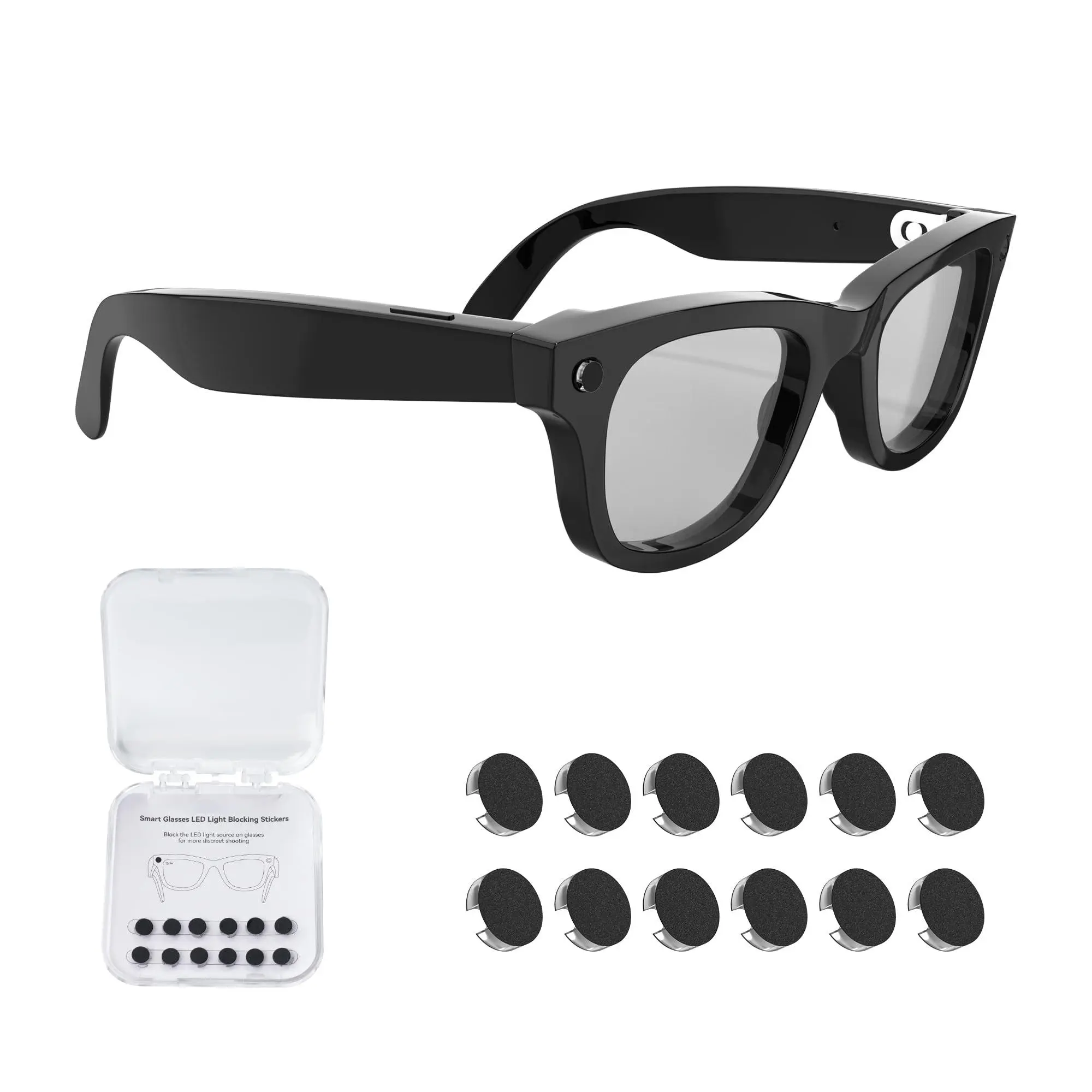 12Pcs Low-Tack Restickable LED Light Blocking Stickers - Smart Glasses Accessory for Ray-Ban Meta Wayfarer/Skyler/Headliner (Gen 3) & Oakley Meta HSTN, Privacy Filters, Replacement Sunglass Lenses Companion, Glasses Accessory Replacement Sunglass Lenses,