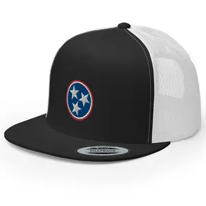RIVEMUG Tennessee Flat Bill Trucker Hat High Crown Tri Star Embroidered Snapback Cap for Men and Women