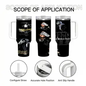 Michael Jackson Tumbler 40oz With Handle & Straw, Bad World Tour Tumbler King of Pop Collage Tumbler, MJ Fan Gift, Music Legend Travel Tumbler, Retro Pop Star Drinkware, Gift for Pop Fans