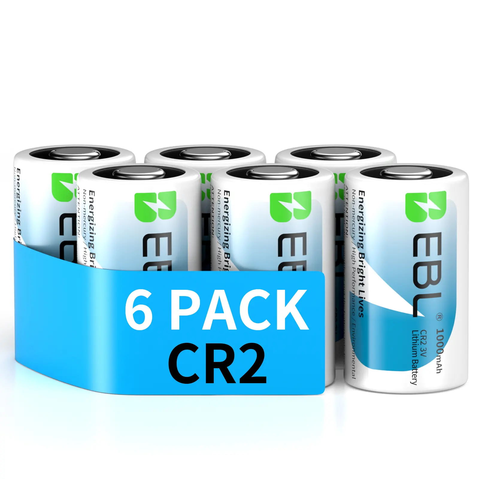 EBL CR2 3V Lithium Primary (Non-Rechargeable) Batteries, 6-Pack Leakproof CR2 Cell with 1000mAh High Capacity, 10-Year Shelf Life for Golf Rangefinders, Security Sensors