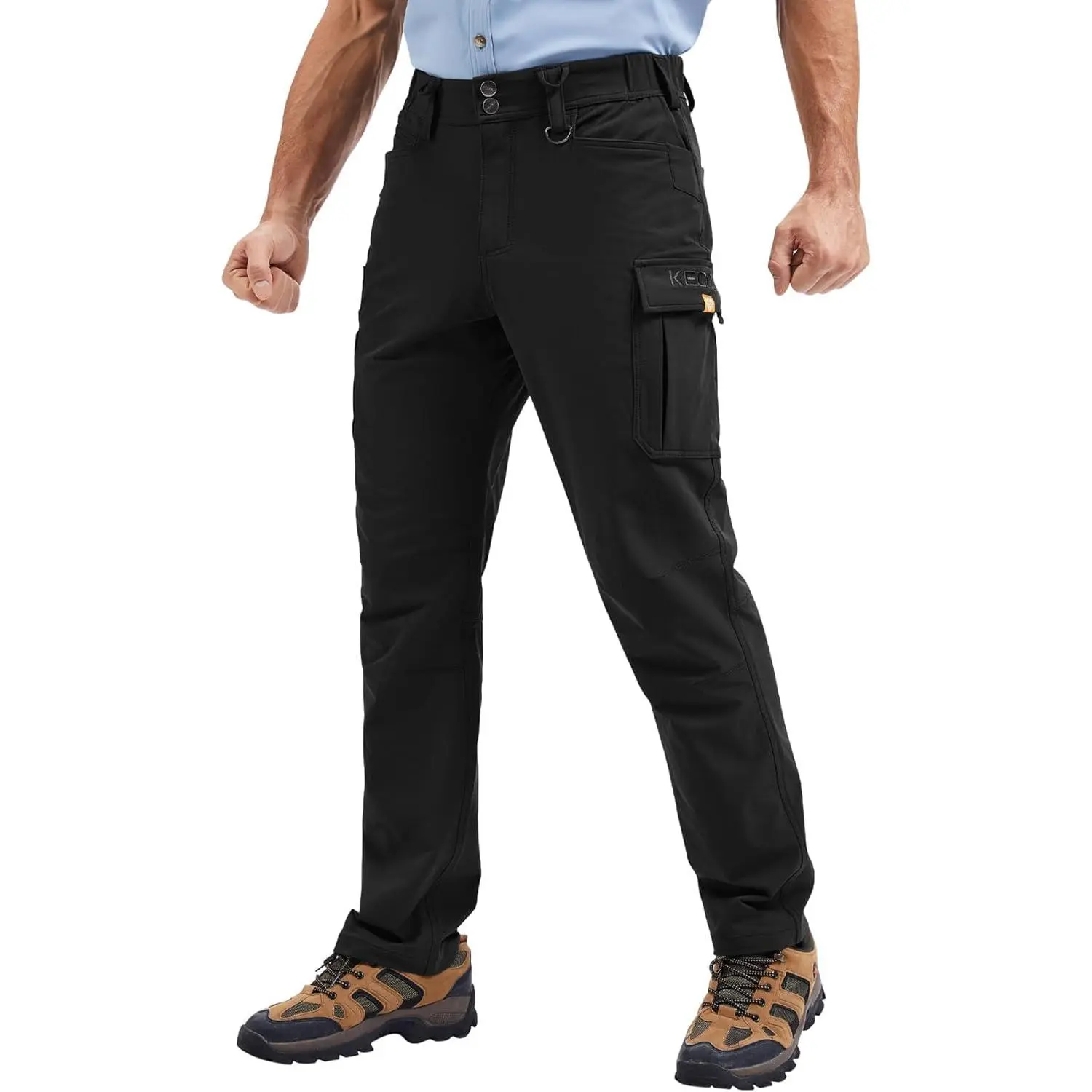 Pro-Grade Men's Work Pants - Waterproof & Snowproof Dual-Weave, 4-Way Stretch for Construction/Landscaping Cargo Pocket Black