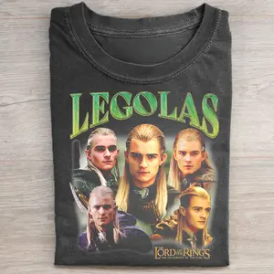 Vintage Legolas Sindar Elf Graphic Tee - The Lord of The Rings Movie Shirt - One Ring - LOTR - Middle Earth - Iconic Movie Shirt - Fantasy Ring - Book Lover - Fantasy Novel Casual Round Neck