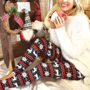 White Mark Women's Holiday Print Leggings Extended Sizes Casual Comfortable