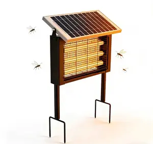 Solar Powered Mosquito Killer Lamp Outdoor Waterproof, Portable Bug Zapper with High Voltage Grid, Rechargeable LED UV Mosquito Trap for Patio Garden Yard Balcony Camping Farm, No Plug-in Electric Insect Repellent