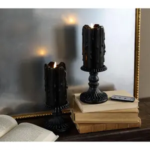 Sister Road Set of 2 Resin Candle Holders with Pillar Candles