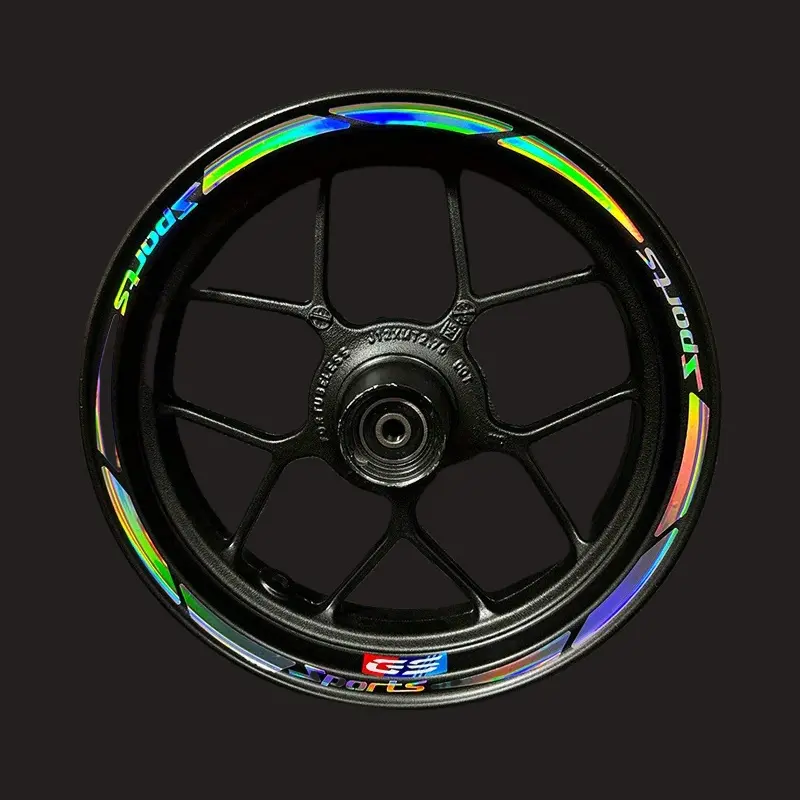 28pcs GS Motorcycle Hub Stickers Decal Set - 17 Inch Motorcycle Hub Stickers, Glossy, Self-Adhesive PVC Decoration for Motorcycle Hubs, Vivid Colorful Design, Motorcycle Accessories, Motorcycle Customization, Stylish Wheel Design