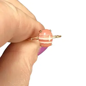 Gorgeous Rhodochrosite S925 with rose gold overlay adjustable ring