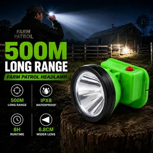 Nova-6705 High Power Rechargeable Headlamp, 500M Long Range Beam, IPX8 Waterproof LED Head Light with Adjustable Brightness for Farm Ranch Patrol, Night Fishing, Hunting, Camping and Outdoor Work