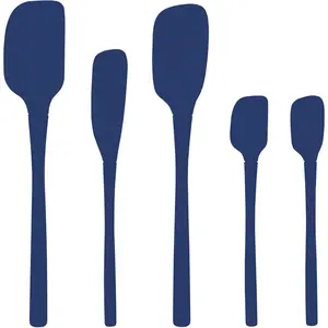 Silicone Spatula Set Heat Resistant All Silicone Utensils Include Non Stick Spatula Spoonula Jar Scraper, Dishwasher Safe Spatulas for Baking Mixing, Deep Indigo