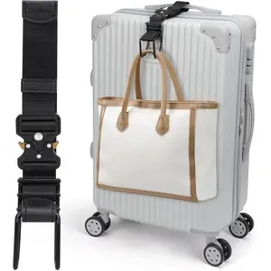 Luggage Hook Strap, Luggage J Hooks to Add a Bag Flight Attendant, Adjustable Luggage Connector Hook with Hands Free