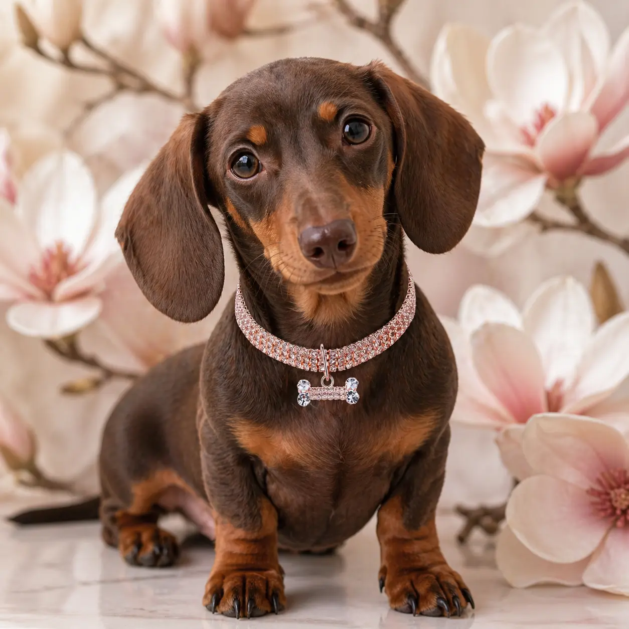 Luxury Adjustable Sparkle Crystal Rhinestone Dog Collar Necklace with Bone Charm - Pet Jewelry for Special Events, Dress Up