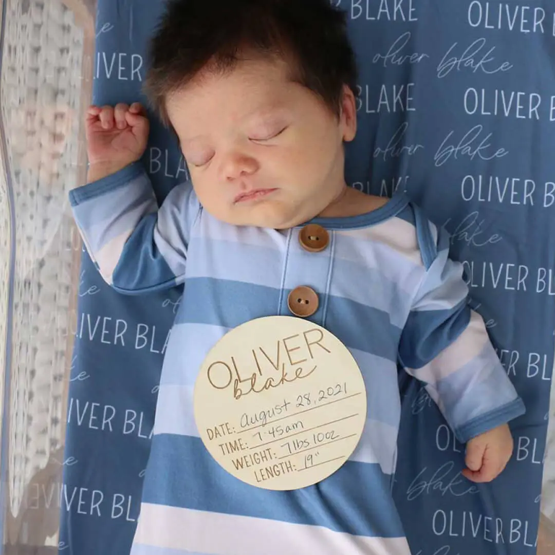 Personalized Baby Name Wood Announcement | Birth Stats Classic Duo Personalized Baby Name Wood Announcement | Birth Stats Classic Duo