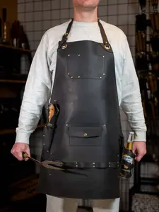 Handcrafted Leather BBQ Apron with Utility Pockets