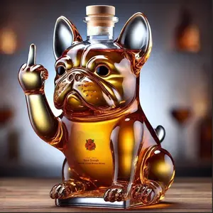 2026 New Design French Bulldog-Shaped Whiskey Bottle, Fun Dog Glass Bottle, Bar & Home Décor Accessory, Unique Gift Idea