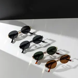 TuckClasp Retro Polarized Sunglasses - UV400 Protection, Oval Shape, Metal Frames