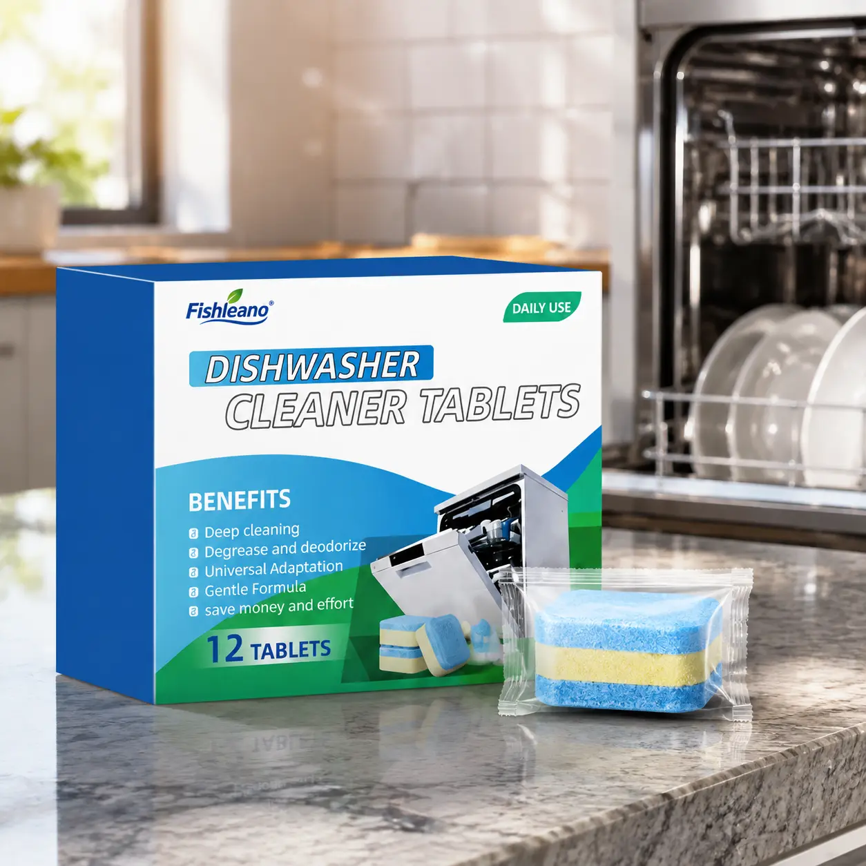 Dishwasher Cleaner Tablets | 12 Count, Non-Toxic Nickel-Free & Earth-Friendly Formula, Cleans Internal Parts, Descales and Deodorizes, Easy to Use | Dishwasher Tablets, 1 Year Supply, Plastic-Free Mineral & Plant-Based Eco-Friendly Dish Soap Tablets
