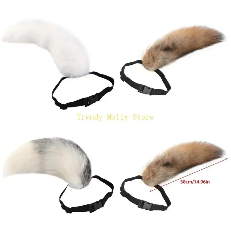 N5KB Handmade Animal Tail Soft Long Tail Foxes Tail Adjustable Belt Anime Cosplay Accessories for Woman Man