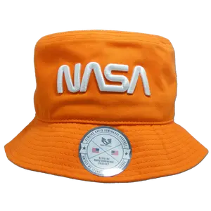 212 MAIN Cotton Casual Dog & Cat Bucket Hat - Rapid Dominance NAS12-WO-ORN-07 Worm NASA Design, Relaxed Fit, Orange, Sizes L & XL