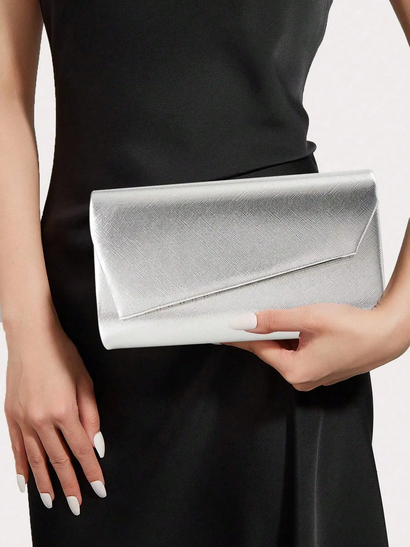 Women's PU Leather Envelope Clutch Purse - Glamorous Diva, Embellished, Elegant Shiny Evening Handbag with Detachable Chain, Formal Crossbody Bag for Wedding, Prom