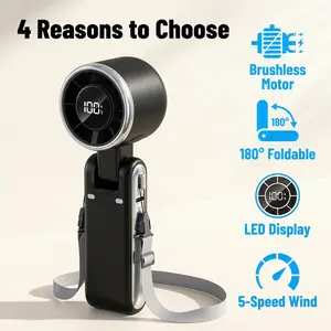 Portable   with LED Display, Rechargeable Turbo , Foldable Personal   for Travel & Outdoor fan cooling handheld