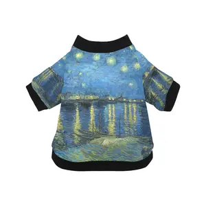 Van Gogh Starry Night Over The Rhone Round Neck Shirt