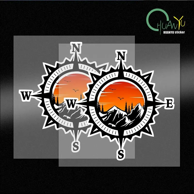 2026 New Compass Tree Mountain Pattern Motorbike Stickers Waterproof for Motocycle Helemt Fuel Tank Car Windows Vinyl Decals For your Cars