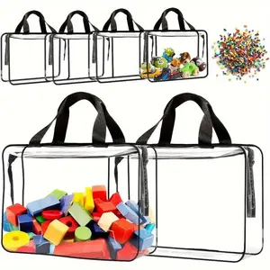 Transparent Storage Bag, 2 Counts Puzzle Building Blocks Storage Bag with Zipper & Handle, Home Organizer for Living Room Bedroom Study Room, Space Saver Bags