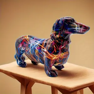 Colorful Dachshund Dog Ornament - Resin Statue Art Craft 5x8 Inch - Ideal for Home & Office Decor - Perfect Gift for Dog Lovers