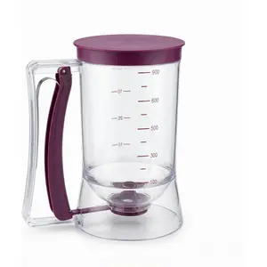 Pancake Batter Dispenser, 4-Cup Cupcake Batter Dispenser with Squeeze Handle & Measuring Marks & Easy Control, No-Drip Valve Baking Tool for Pancakes, Muffins, Waffles, Crepes, Cupcakes