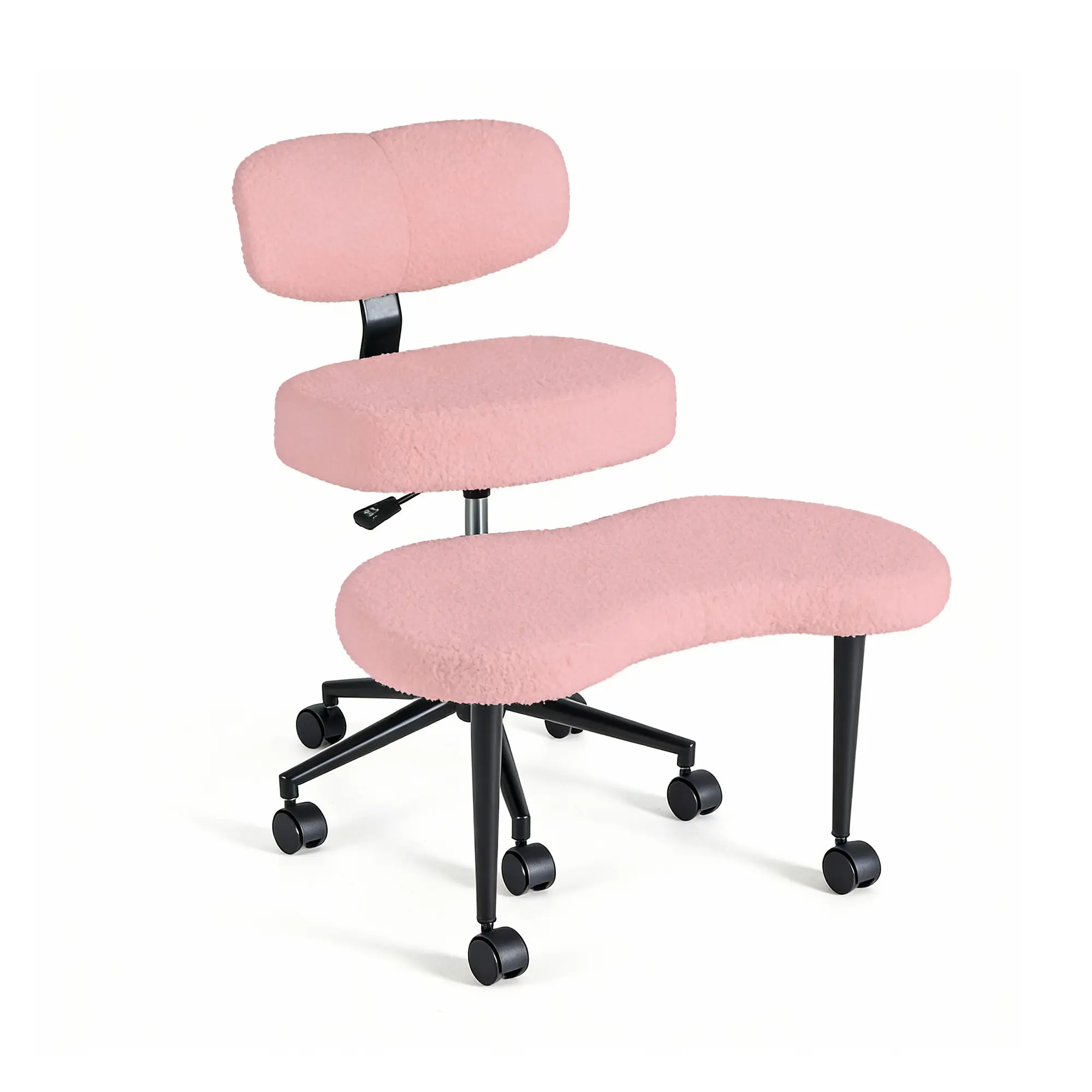 Meditation Cross-Legged Chair with Rotating Footrest, Height-Adjustable Backrest, 360° Swivel for Home Office & Yoga
