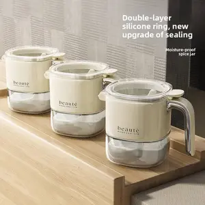 Light Press-Type Airtight Seasoning Storage Boxes - Luxury Large Capacity Moisture-Proof Containers for MSG, Salt, Spices, Household Condiment Organizer