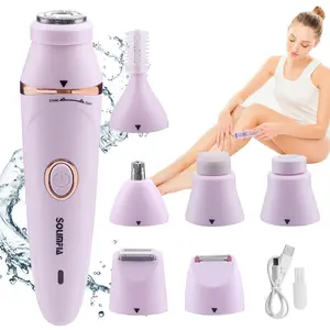 7 in 1 Electric Hair Removal Tool, Waterproof Body Hair Trimmer, Electric Razor Shaver for Women, USB Rechargeable Women's Grooming Kit, Portable Bikini Trimmer